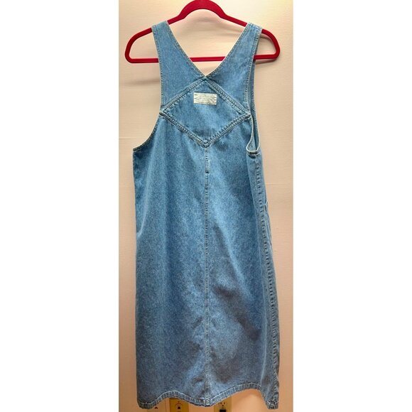 VTG Disney Denim Pooh Jumper Dress Sz L Embroidered Tigger Light Wash Cottage - Picture 2 of 12